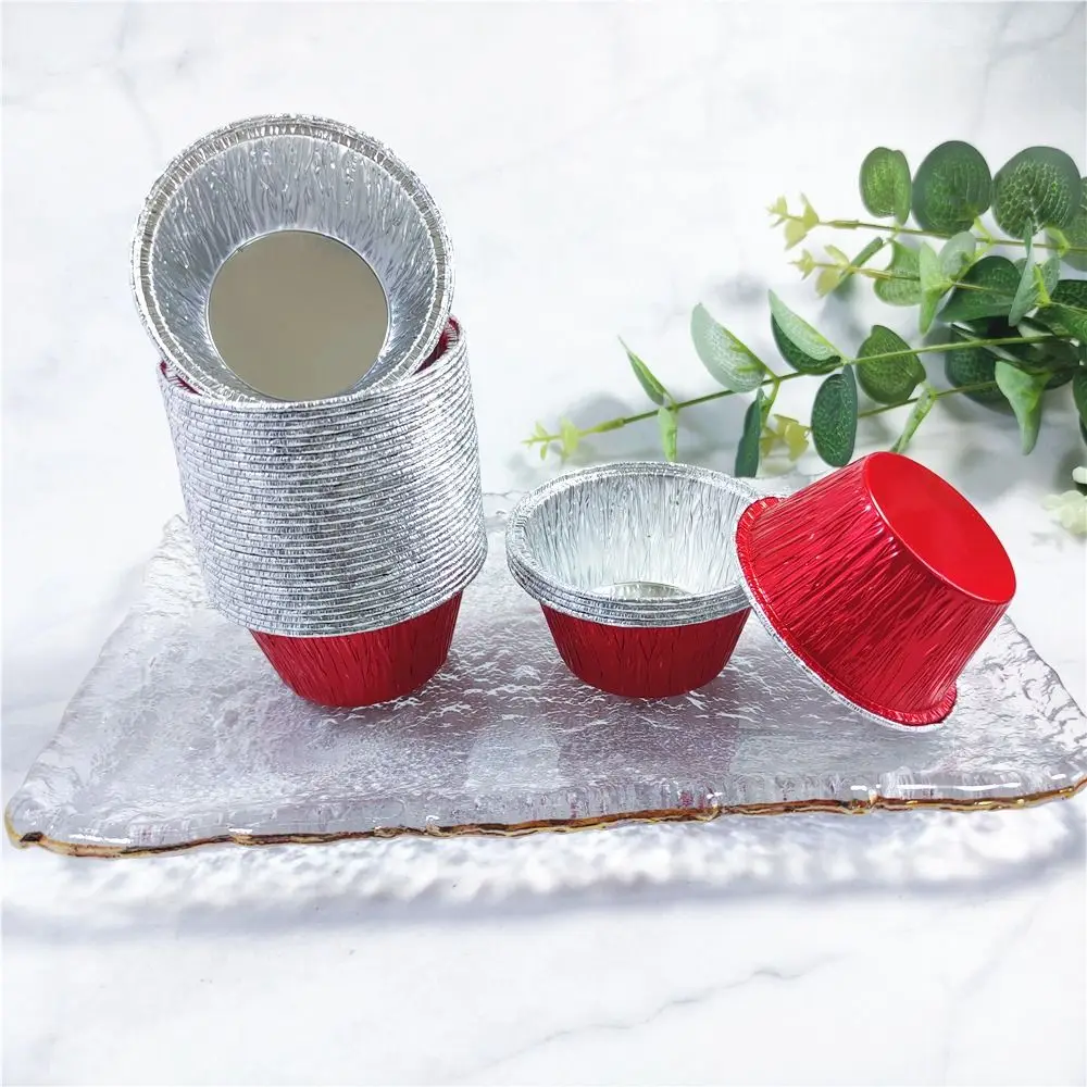 50Pcs Disposable Aluminum Tin Foil Baking Pans Non-stick Food Grade Tinfoil Tray Oil-Proof Practical Baking Cup Tray Egg 4