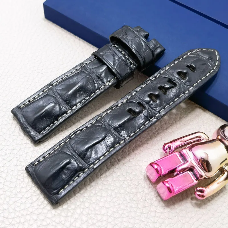 FUYIJIA Custom P-anerai Watch Band Alligator Bone Skin Watchbands Genuine Leather Belt 20MM 22MM 24MM 26MM Crocodile Skin Strap