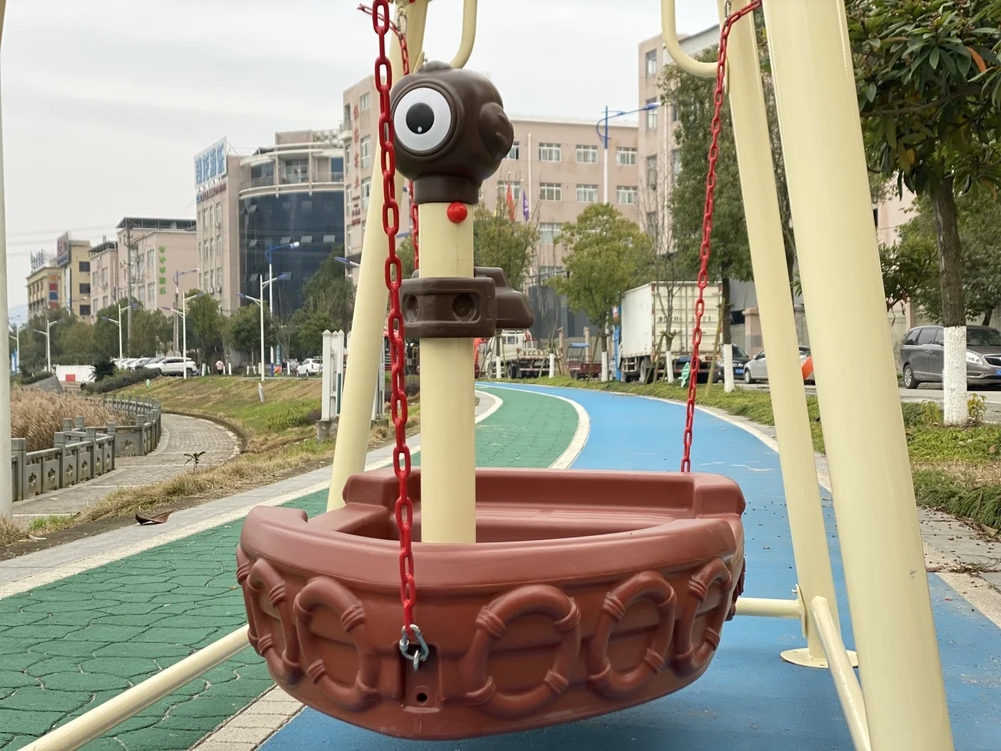 كرسي أرجوحة على شكل سفينة القراصنة معدات ملعب خارجية للأطفال مجموعة أرجوحة الفناء الخلفي #6