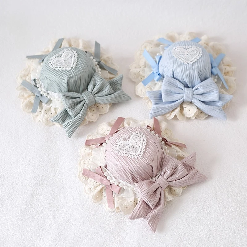 Grampo de cabelo Lolita original e acessório feito por laço borboleta estilo Petit DOLL com cartola