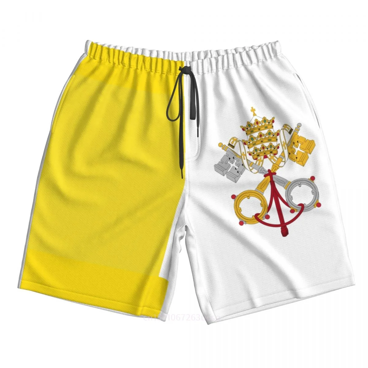 

Лето 2022, полиэстер, прапор страны Ватикана, мужские шорты с 3D принтом, пляжные летние брюки с карманами для бега