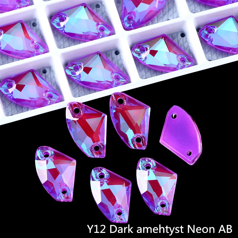 OLeeya Galactic Axe Hochwertige Neon K9 Glas-Kristall-Nähsteine, flache Rückseite, abgeschrägte Kanten, zum Aufnähen, für Kleidung, Taschen – Detail 7