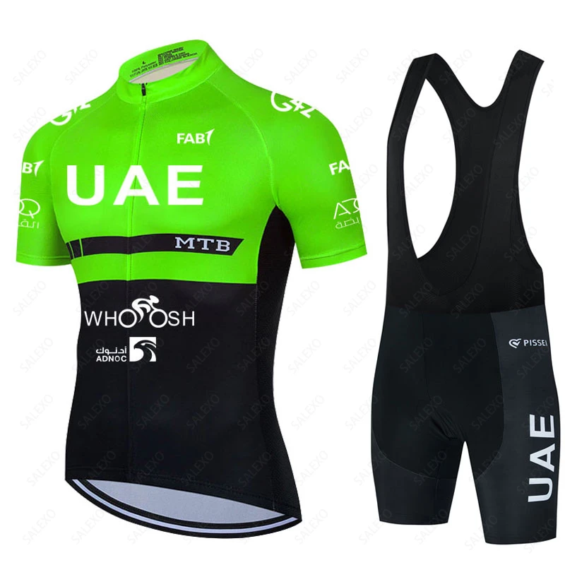 Uae Fluorescent Green Cycling Sets Men\'s Summer Bicycle Clothing Breathable Mountain Cycling Clothes Suits Ropa Ciclismo Maillot