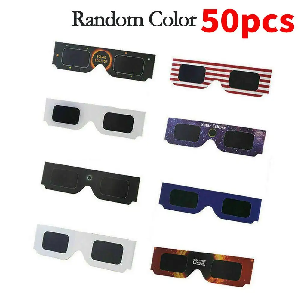 50PCS/lot Solar Eclipse Glasses Safe 3D Paper Solar Glasses Lentes Vr Eclipse Viewing Glasses Protects Eyes Random Color