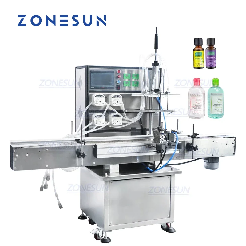 ZONESUN Full Automatic Juice Wine Gel Can Hand Sanitizer Water Filler Perfume Cooking Oil Liquid Filling Machine