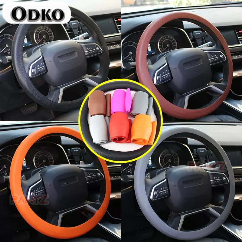 Car silicone steering wheel cover men's and women's fashion non-slip grip cover universal four seasons thin section soft