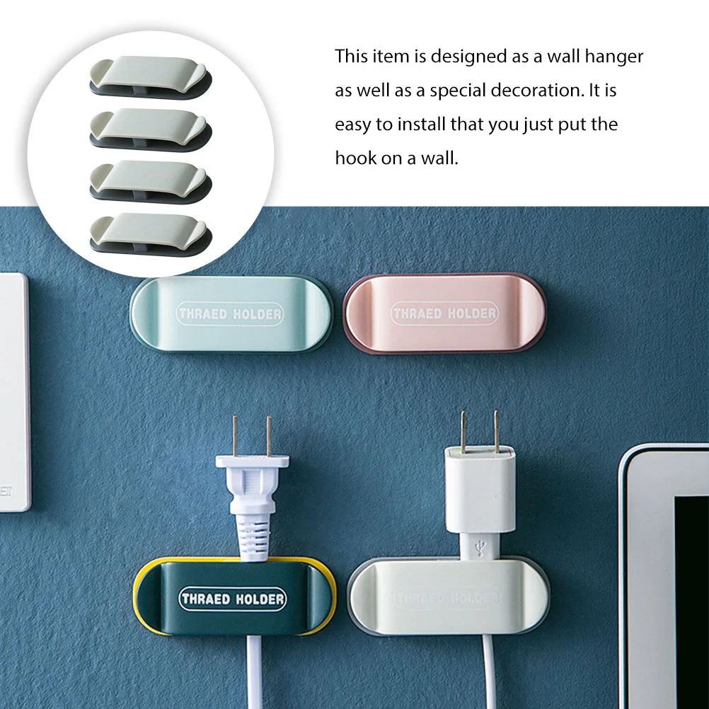 4 قطعة منظم الكابلات اللاصقة السنانير أصحاب التوصيل مقاوم للماء للحمام المطبخ إدارة الأسلاك تخزين السنانير