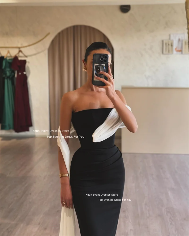 Xijun Elegant Black Mermaid Evening Dresses Off The Shoulder Formal Prom Dresses Floor Length Prom Gowns Customized 2024 Women