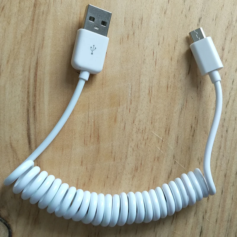 25cm Spring Coiled USB 2.0 Male to Micro USB Data Sync Charger Cable