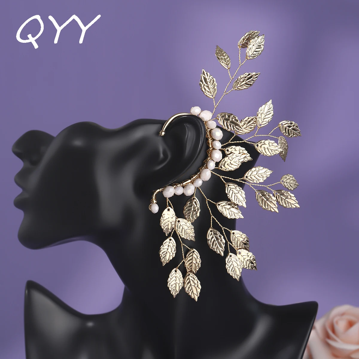

Mori Metal Leaf Bridal Ear Hooks Fashion Handmade Pearl Earrings Clip For Women Party Jewelry Earrings Accessories As Gifts
