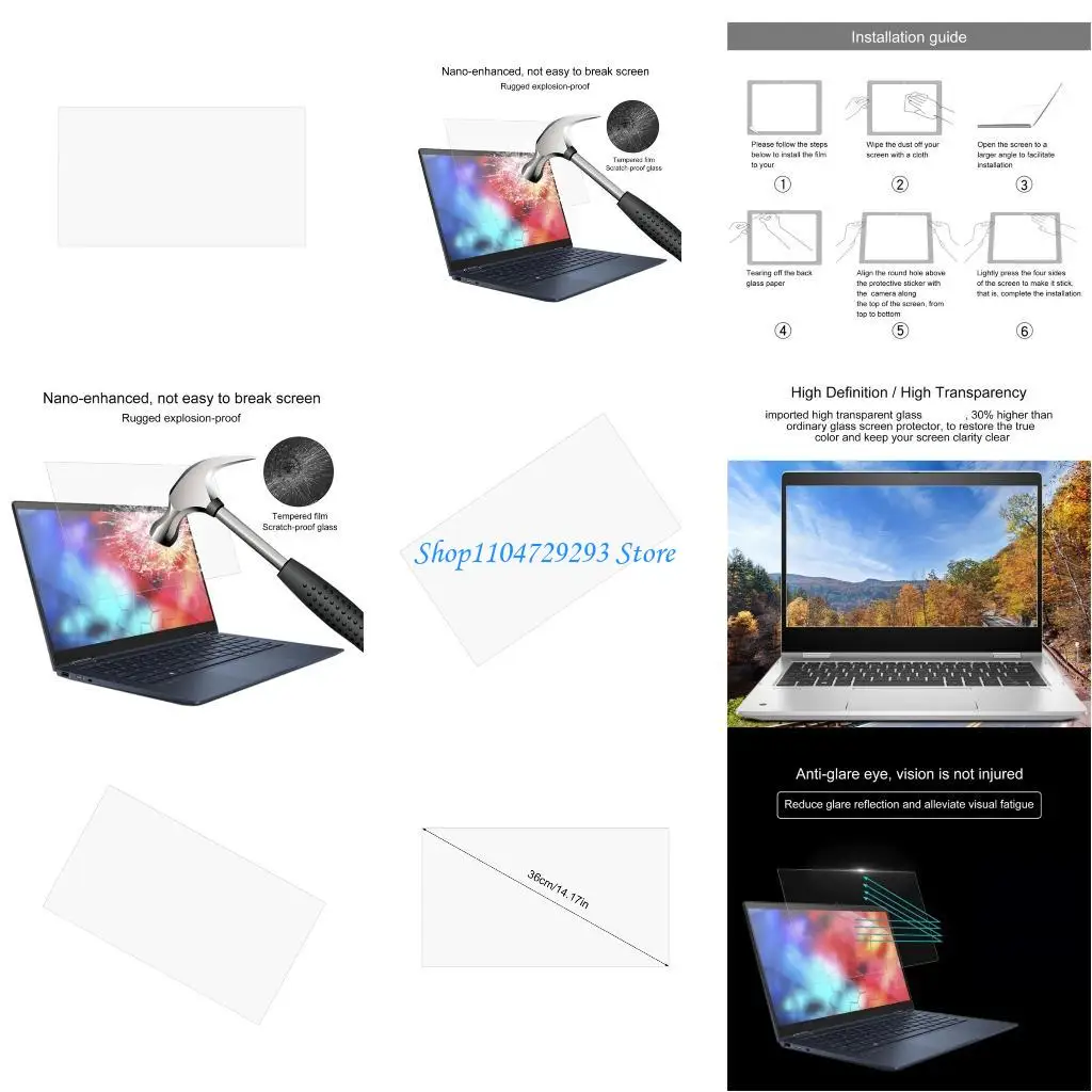 

Y2GD 14Inch Protective Glass Film For Laptop Display Easy Installation Screen Protector For Pavilion Laptop Film