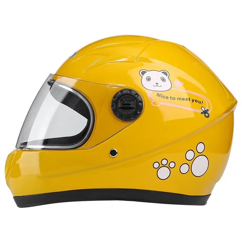 Cute Cartoon Kids Motorcycle Helmet Detachable Full Face Helmet Suitable for All Seasons Children Sports Safety for Cycling