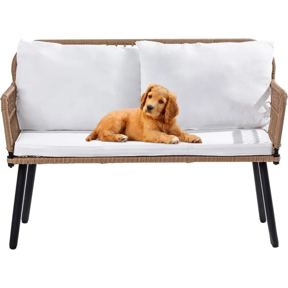 

41'' Outdoor Patio Loveseat,Patio Furniture Small Boho Outdoor Rattan Woven 2-Seat Chairs Wicker Sofa Garden Conversatio
