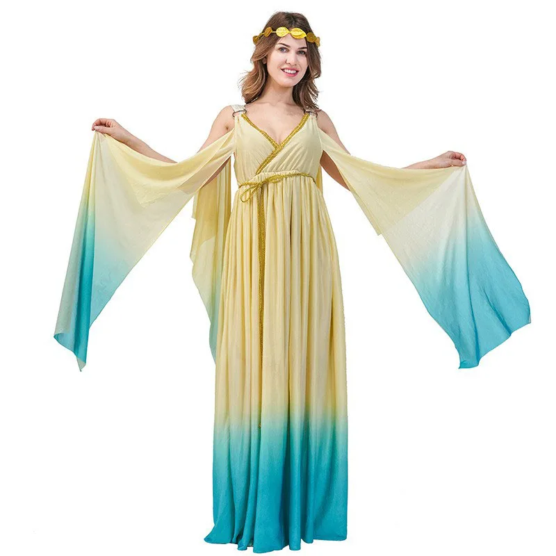 

Взрослый Хэллоуин Косплей Godd Костюм Древний Римский Sle Ролевой наряд Женская этническая сценическая одежда Неудобный тренд