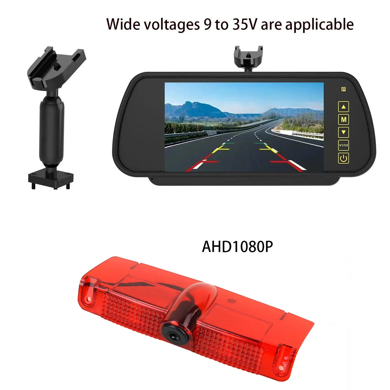 AHD High-order Backup Rear View Reversing Led Car Mount Brake Light Camera For GMC Savana Van Chevrolet With a 7-inch rear view