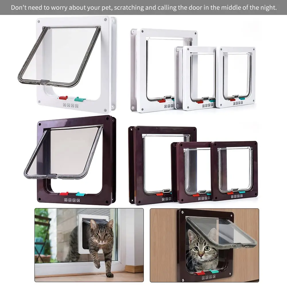 Cat Door Flap Extra Large 11x 9.8in 4 Way Locking Security Flap Door Weatherproof Pet Door Kit for Dog Cat Kitten Puppy Safety