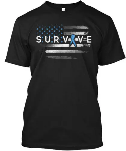 Survive Flag American Prostate Cancer T-Shirt Made in the USA Size S to 5XL