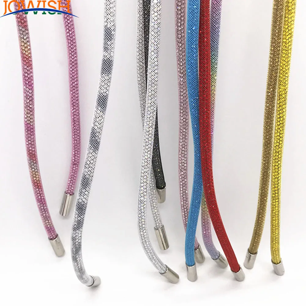 135CM Long Diamond Tube Chain Round Rhinestones Rubber Hose Garment Belt Trims Diy Hoodie Rope Crystal Shoelaces Drawstring