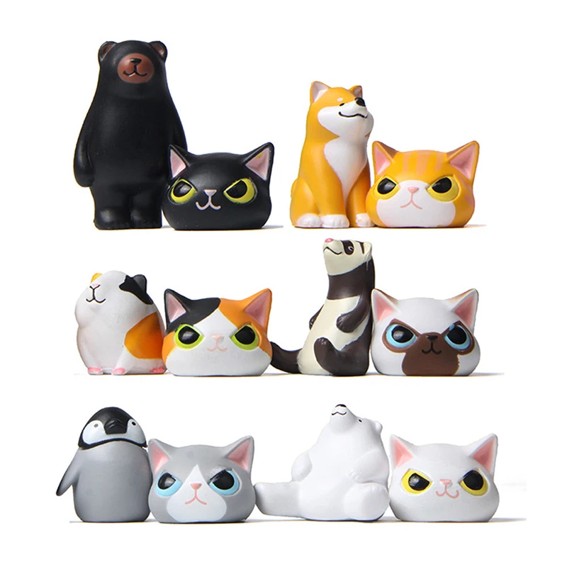 

Cute Animal Role-playing Shiba Inu Penguin Bear Resin Mini Figures Cats Model Desktop Ornament Craft Home Decoration Kids Toys