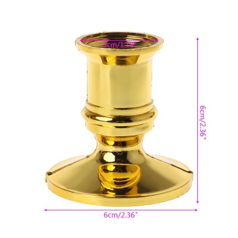 2pcs Plastic Gold Plated Base Holder Pillar Candlestick Stand For Electro