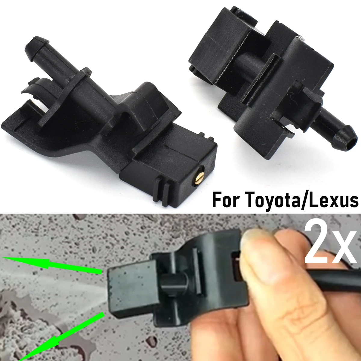 2x Front Windshield Wiper Washer Nozzle Spray Jet For Toyota Venza Matrix 4Runner Avensis Corolla Camry Auris Highlander Lexus