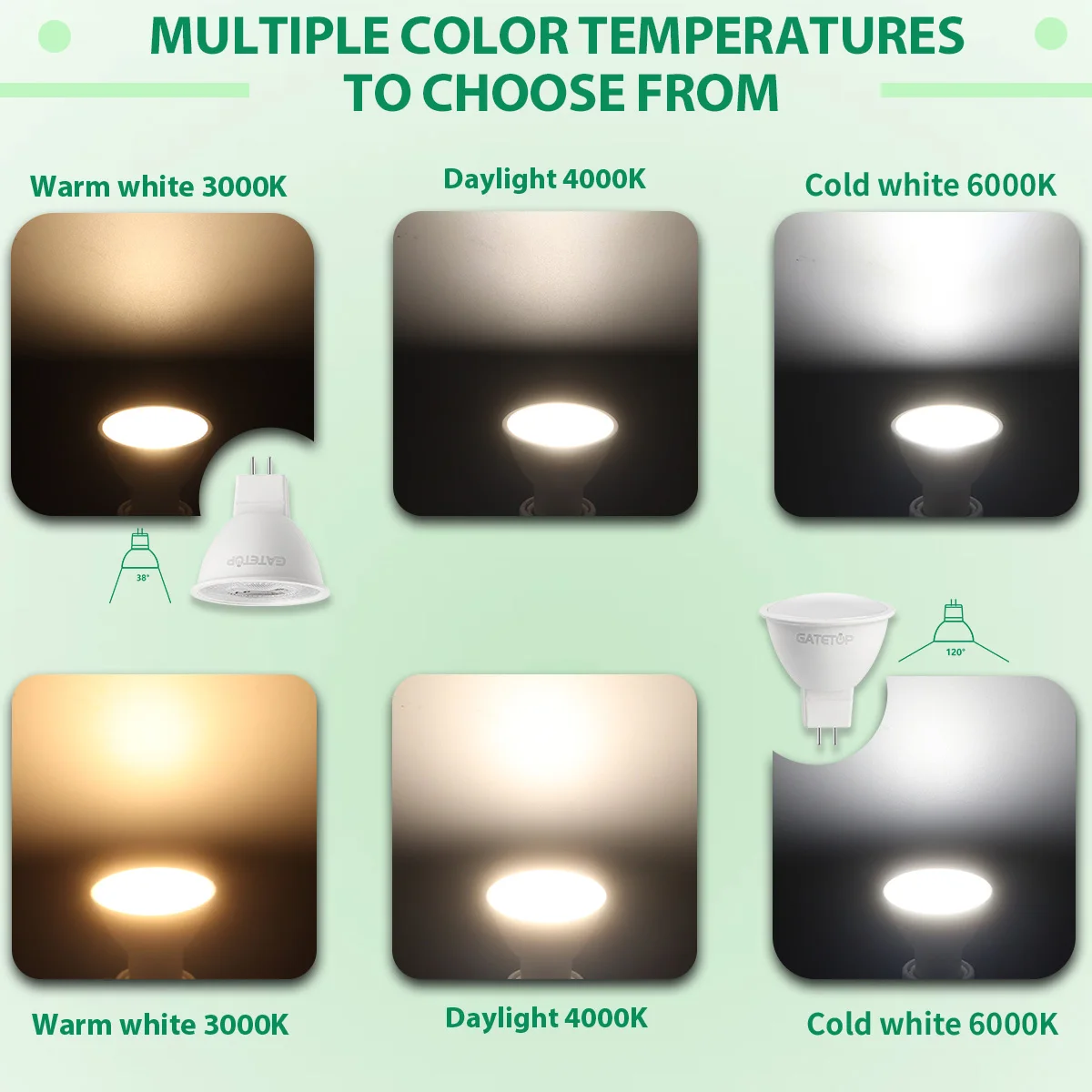 50 قطعة الجهد المنخفض MR16 لمبة التيار المتناوب تيار مستمر 12 فولت 24 فولت GU5.3 LED الأضواء 3 واط 8WLampada Bombillas استبدال 50 واط مصباح هالوجين تحويل المنزل