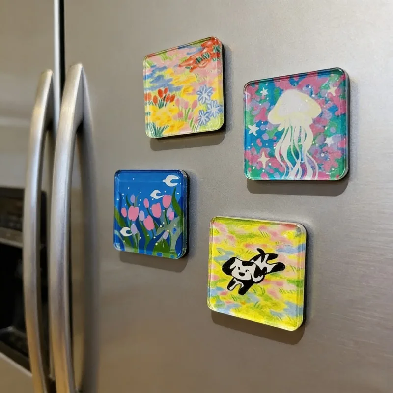 DIY Kühlschrankmagnete Set Acryl Blanko Kühlschrankmagnete mit Klebstoff-Rückseite Ferrit-Magnete für Basteln Heim Büro Dekoration – Detail 4