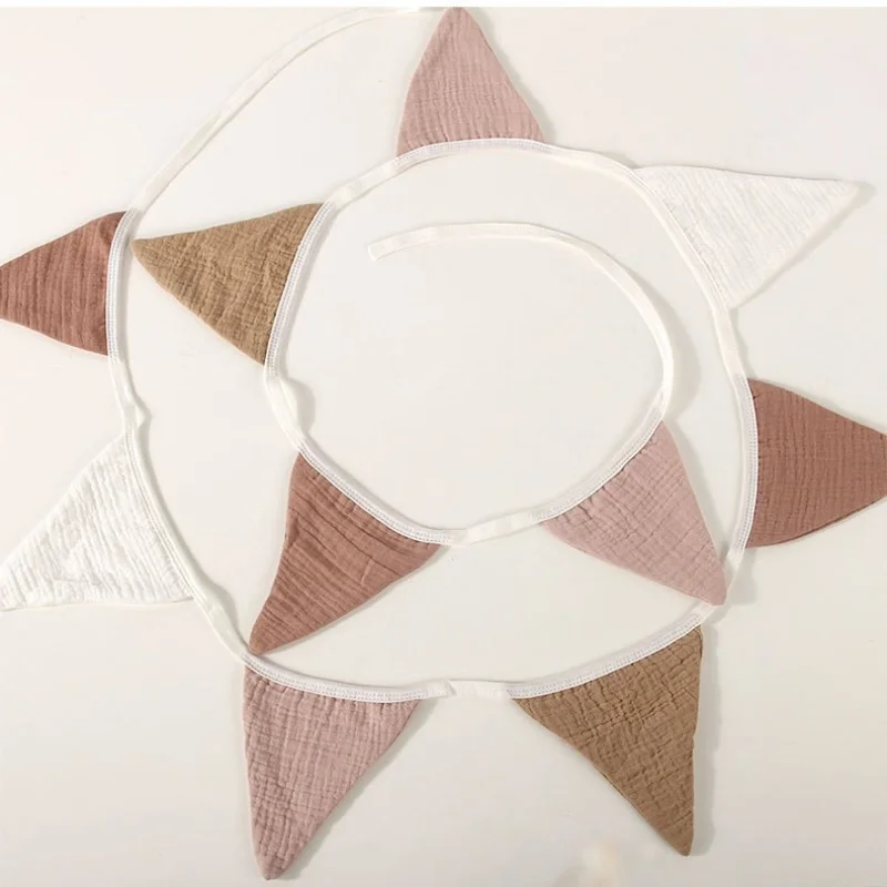 Zmywalne, bawełniane gazy, kolorowe dekoracje flagi do pokoju dziecięcego, na przyjęcia urodzinowe, wielokrotnego użytku akcesoria do dekoracji domu.