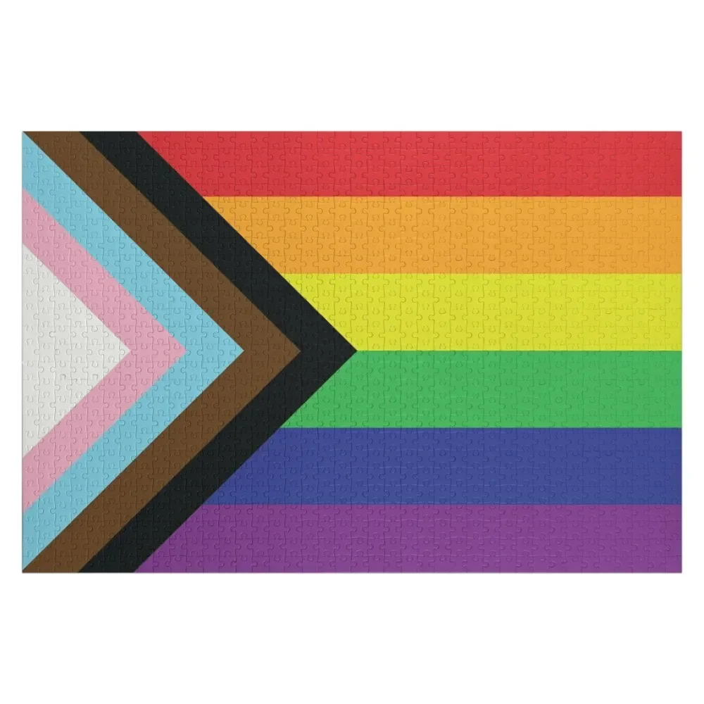 

Progress Pride Flag LGBTQIA+ Jigsaw Puzzle Christmas Gifts Adult Wooden Works Of Art Puzzle