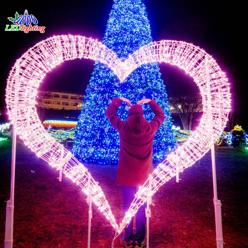 

Custom. led lighted wedding outdoor decoration heart shape arch motif light