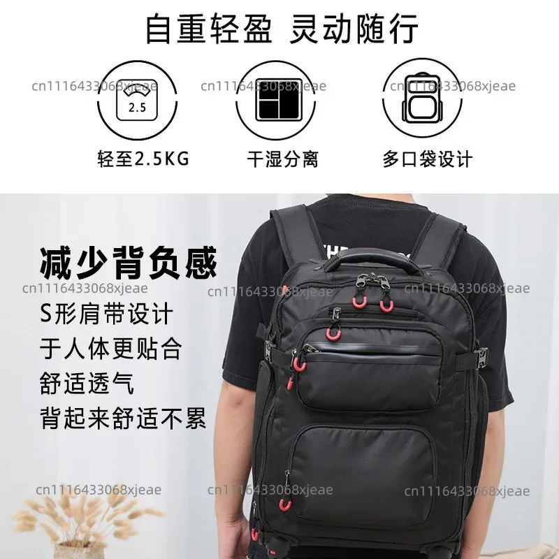 Tie Rod Backpack Backpack Lightweight with Tie Rod with Wheels Pull Back Luggage Bag Boarding Backpack