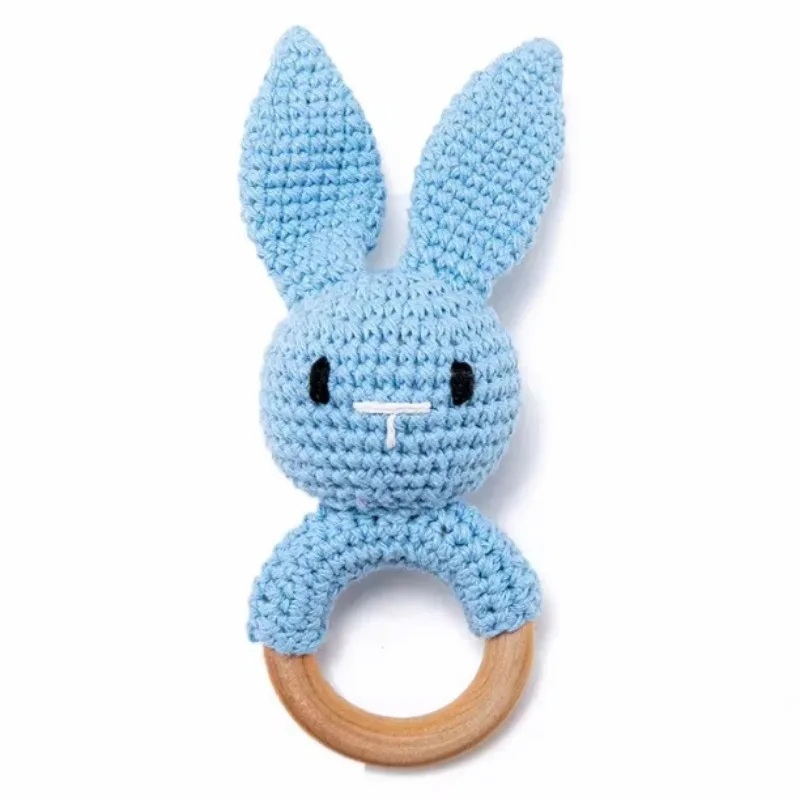 Mainan Gantungan Tangan Bayi Rajut Kayu Kelinci, Mainan Gantungan Bayi, Mainan Penghibur Bayi, Kelinci Paskah Rajut Anyaman Pinus