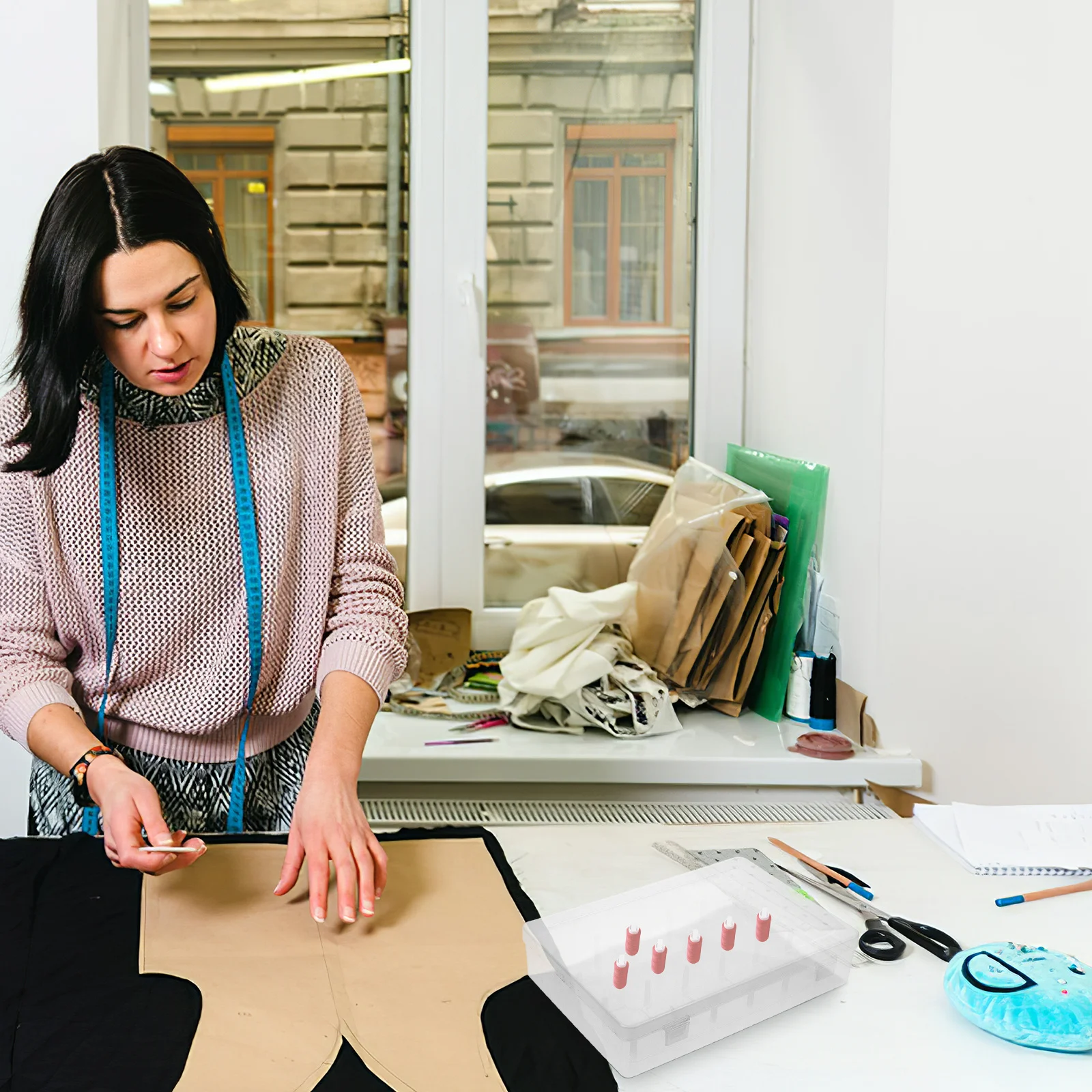 Clear Thread Organizer Box Sewing Storage Holder Multi Spool Slots Efficient Organization Tidy Home Must Have Thread Organiser