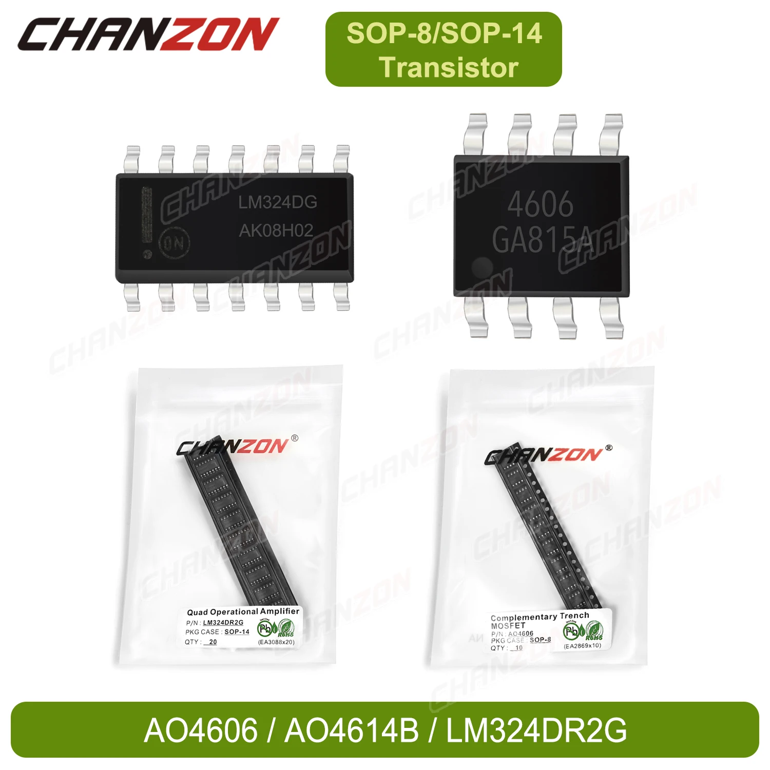 Origin SOP-8 10/20PCS AO4606 AO4614B AO4614 Complementary Trench MOSFET SOP-14 LM324DR2G Quad Operational Amplifier Transistor