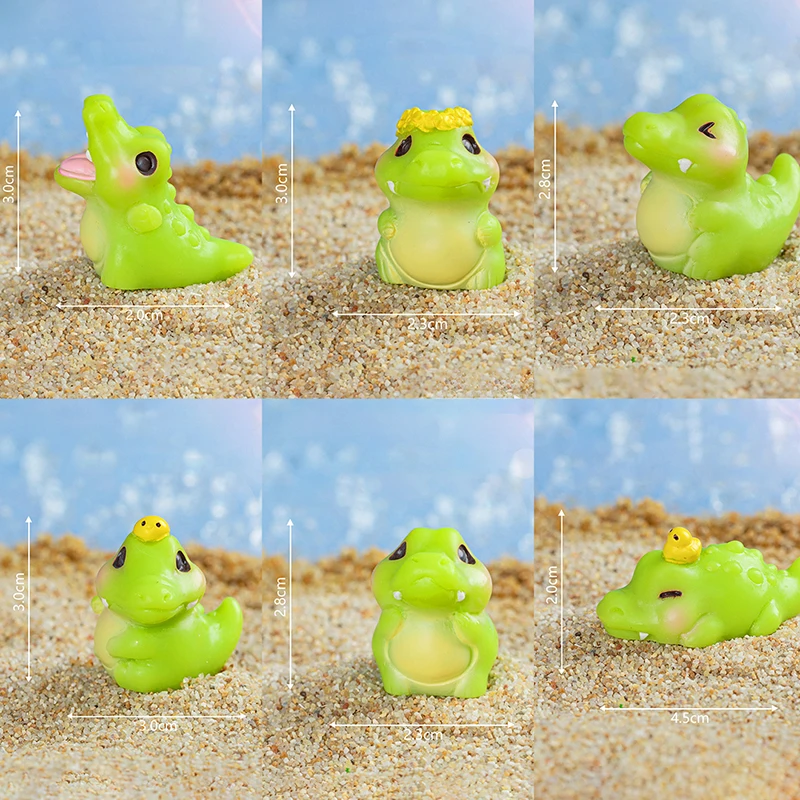 6 stuks cartoon hars krokodil ornamenten micro landschap creatieve landschapsarchitectuur DIY decoratieve mini desktop ornamenten