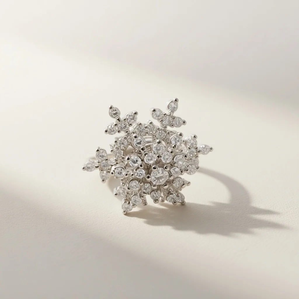 Golden three-dimensional flower cluster women's rotating opening ring, stress relieving rotating ring, atmospheric daily jewelry
