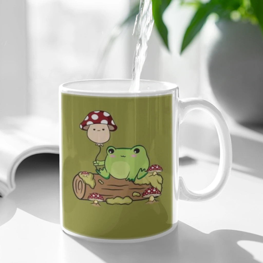 Cottagecore Kawail Frog 11oz Afternoon Tea Mug Multifunctional Ceramic Coffee Mug Porcelain Coffee Cup Drinking Cup