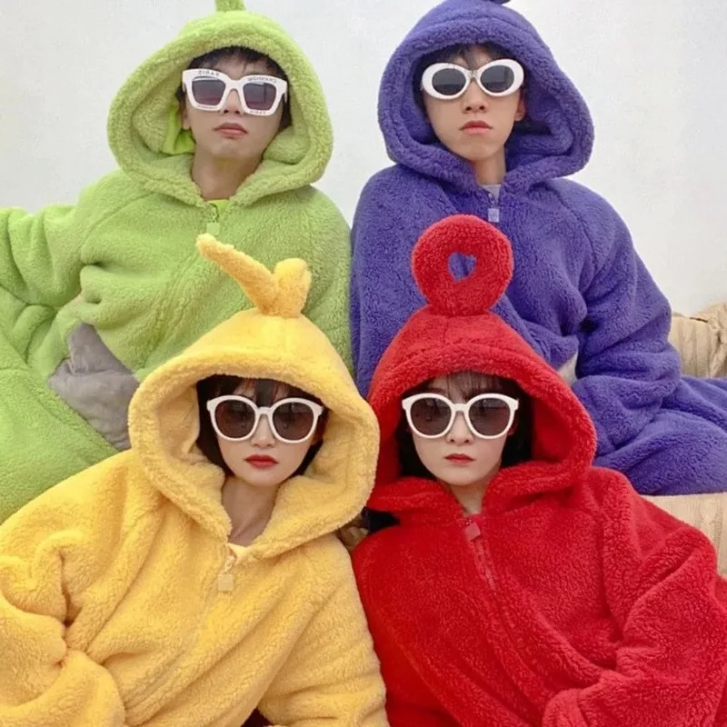 Teletubbies Kawaii الإبداعية الكرتون منامة للبالغين والأطفال الذكور/الإناث عيد الميلاد الترفيه ارتداء مريحة النوم دعوى
