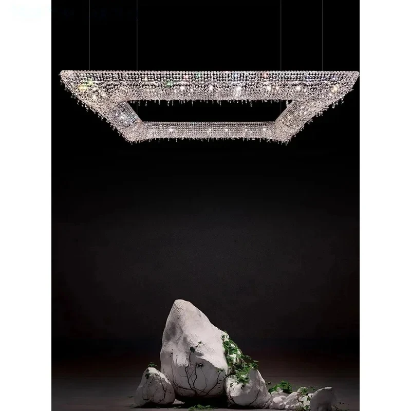 Square Round Postmodern Home Deco K9 Crystal Ceiling Chandelier Lighting Suspension Luminaire Lampen For Living Room