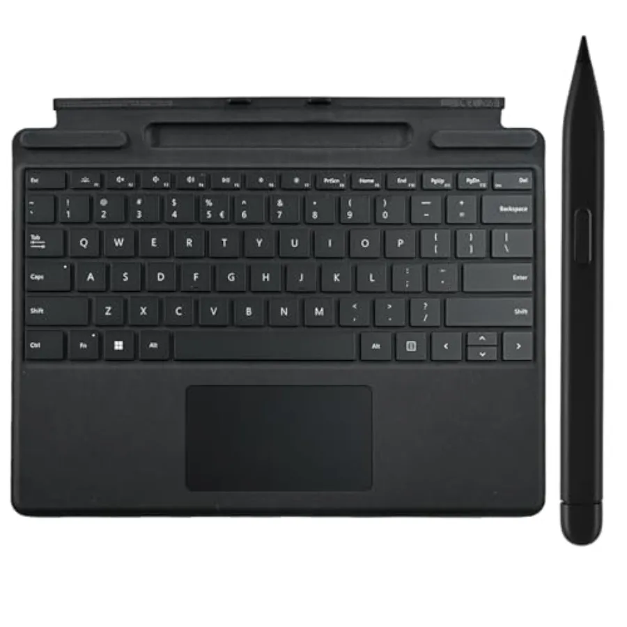 

Surface Pro 11/10/9/8 compatible keyboard with Slim Pen 2 support premium fabric material charcoal gray ultra-slim and detachab
