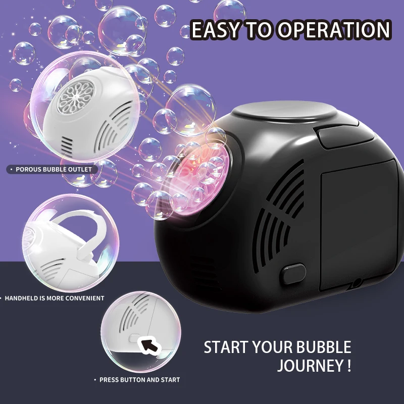 ماكينة فقاعات محمولة بـ 10 فتحات أوتوماتيكية بالكامل للأطفال في الحديقة الخارجية وألعاب فقاعات لحفلات أعياد الميلاد بدون بطارية مياه فقاعية