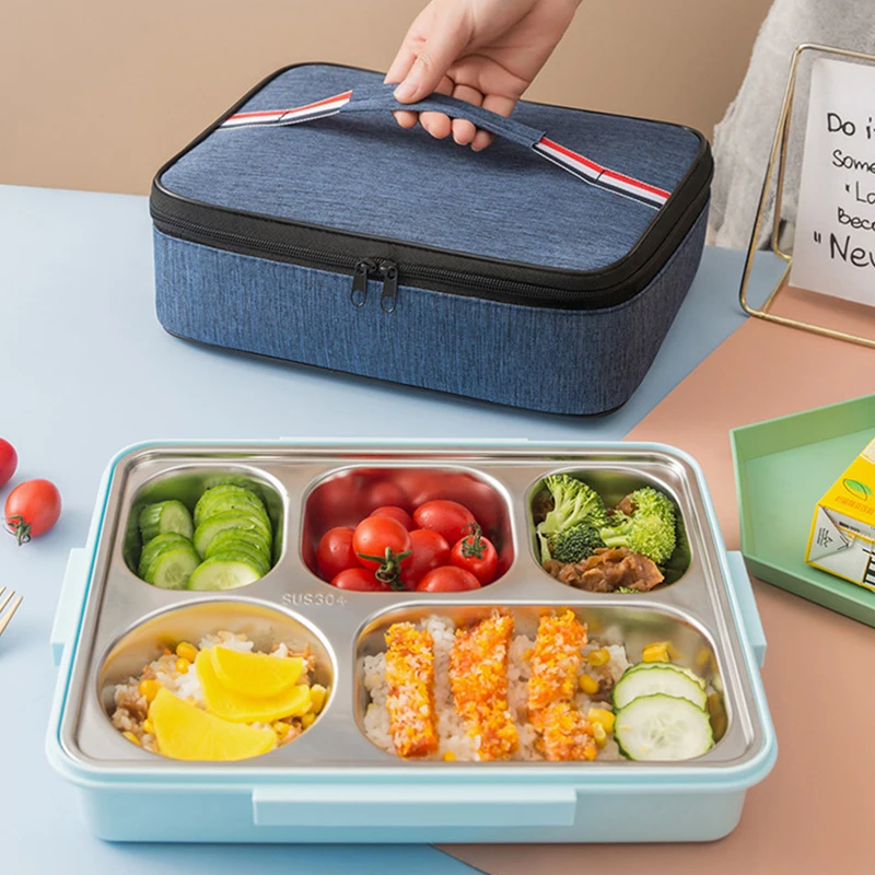 

Portable Insulated Lunch Box Bag Large Capacity Flat Tote Bag Food Delivery Cooler Bag For Working Hiking