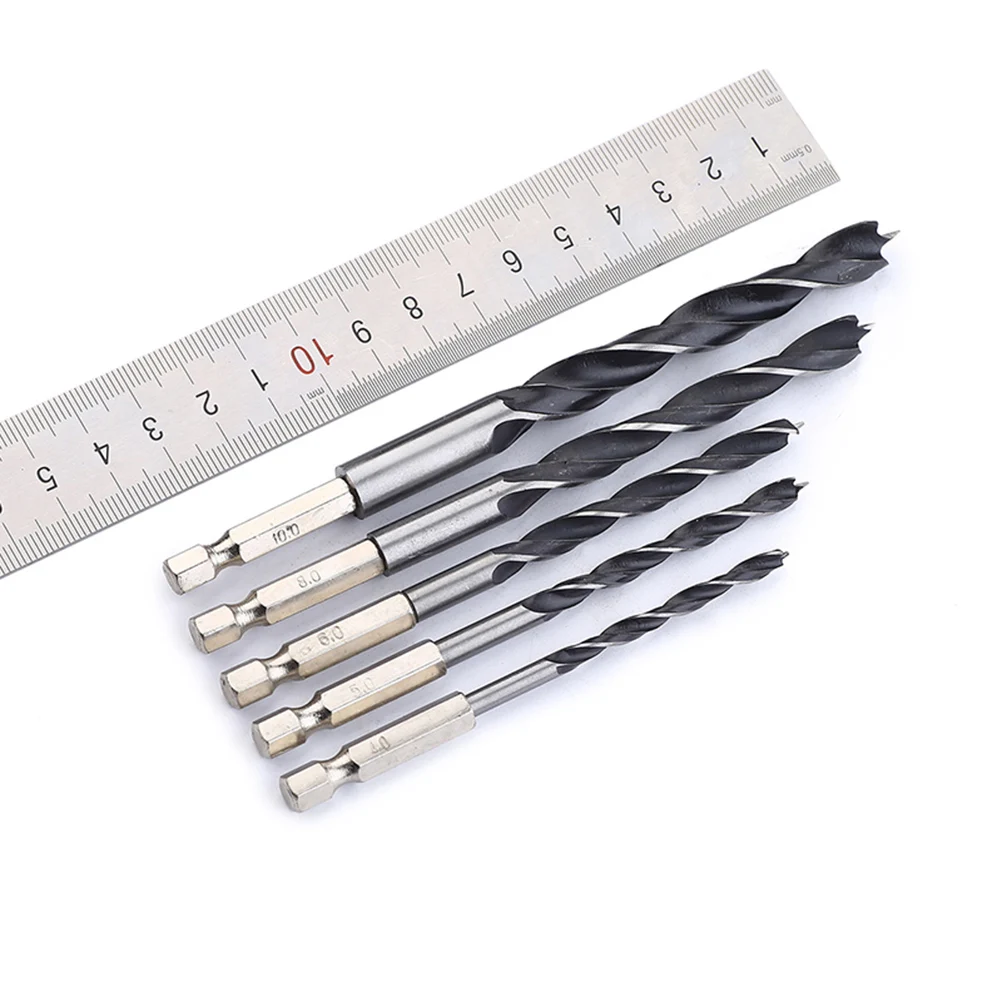 Set di punte da trapano da 5 pezzi Set da 1/4 di pollice per flauto a spirale resistente Punto diviso Trapano per lavorazione del legno in acciaio ad alta velocità per metallo inossidabile