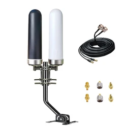 2x2 MIMO 4G LTE Antenna Outdoor WiFi Long Range Omni Directional 5G Antennas for T-Mobile Verizon AT&T with TS-9 SMA 10meters