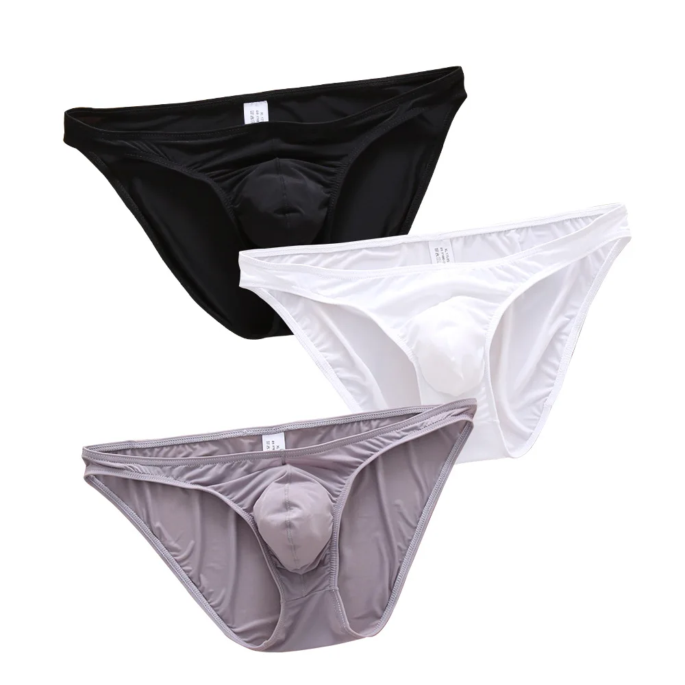 

Men's ice silk briefs wholesale elastic bag U convex 3D men's shorts wholesale