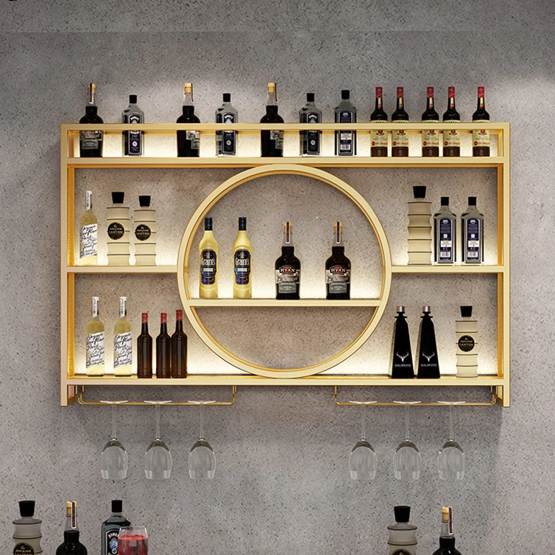 Luxe Planken Barkast Accessoires Kamer Liquor Ijzeren Whisky Elegante Vintage Wijnstandaards Display Buiten Hangend Nordic Rack