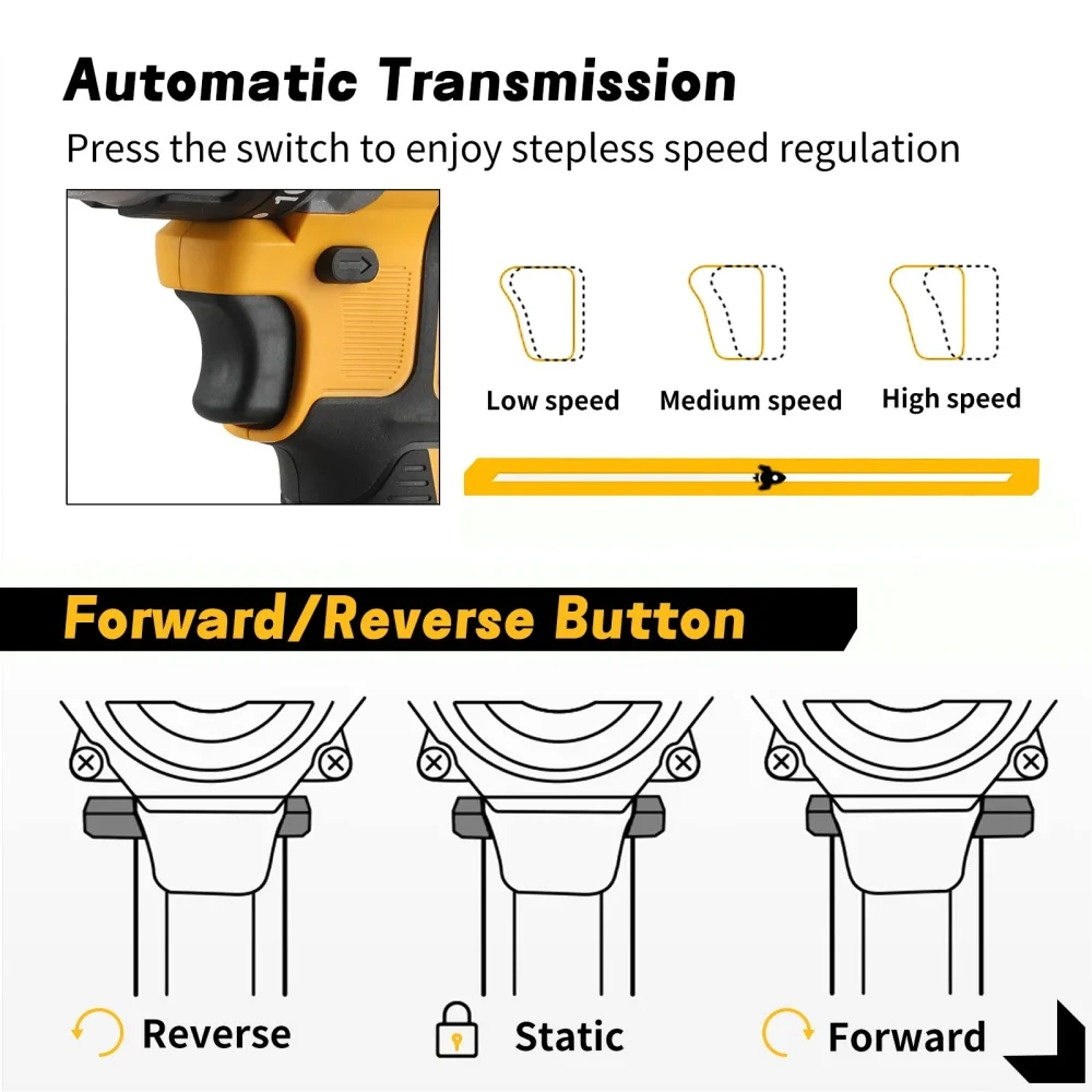DEWALT DCD796 Taladro de impacto inalámbrico sin escobillas 20V MAX Herramientas eléctricas portátiles recargables multifuncionales con batería de 20V