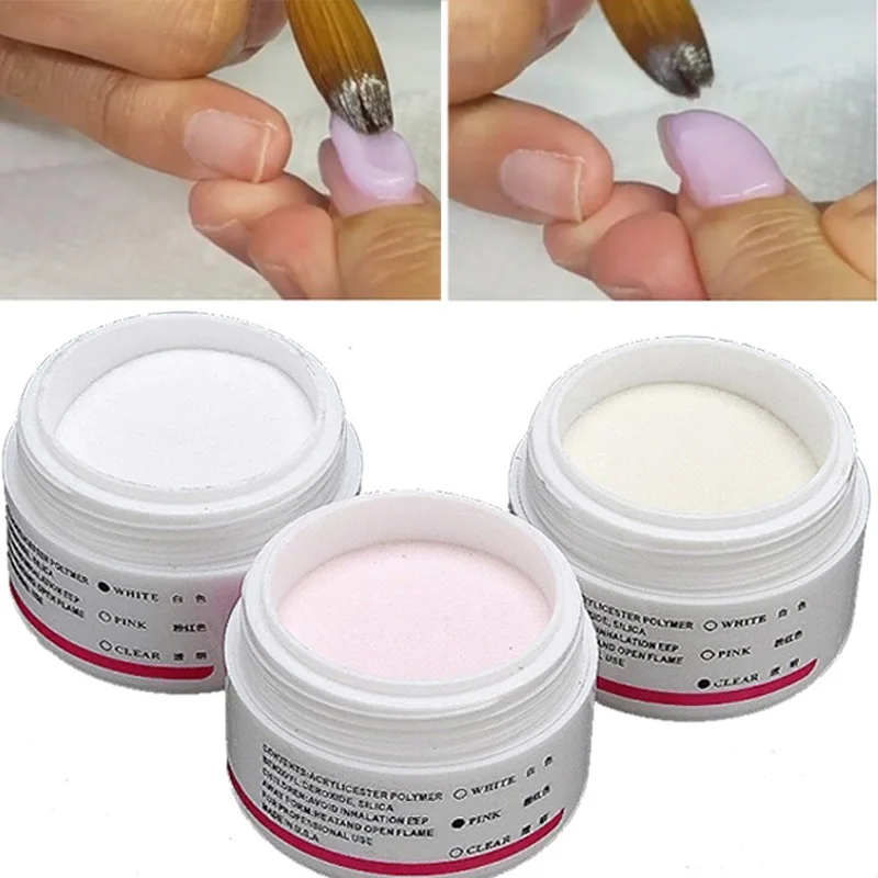 1PC Acrylic Powder Nail Extension Clear Pink White Flower Carving Crystal Polymer 3D Glitter Powder Professional Manicure Tools