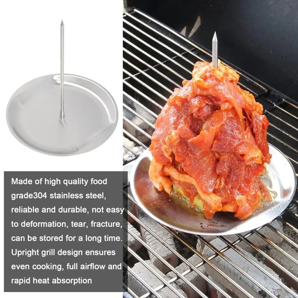 Stainless Steel Barbecue Grill Tools Tacos Al Pastor Vertical Skewer Kebabs With 2 Spikes 8 Inch Shawarma Rack Pan BBQ Accessory