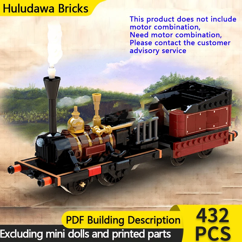 

City Car Model MOC Building Bricks Retro Steam Train Locomotive Modular Technology Gifts Holiday Assemble Children Toys Suit